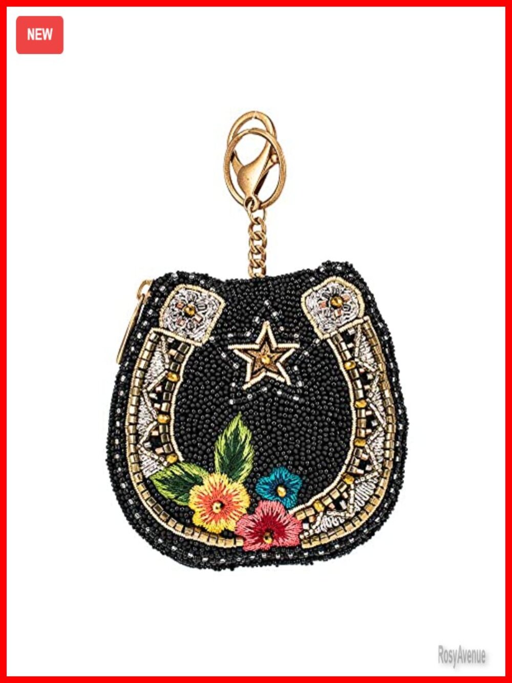 Mary Frances Beaded Coin Purse Keychain Charm Wristlet With Zipper
